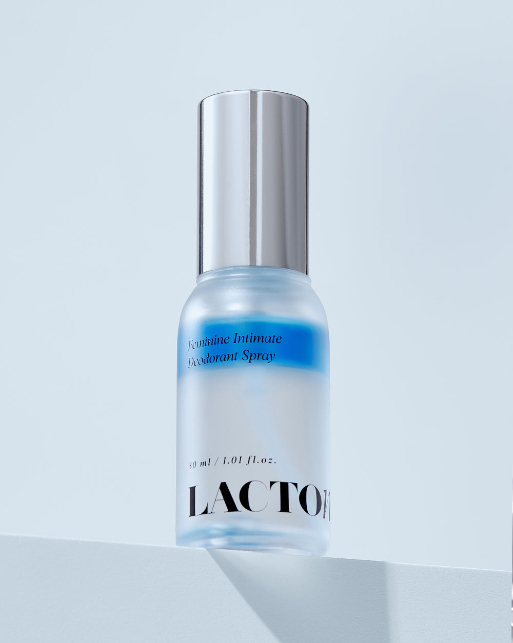 Feminine Intimate Deodorant Spray on a platform